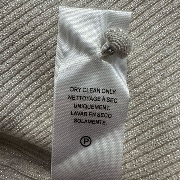 Splendid Peyton Lurex Sparkle Knit Keyhole Ribbed Sweater White Sand Medium - Picture 6 of 6